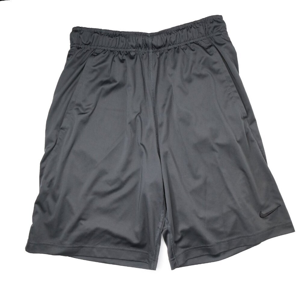 Nike Pro Dri-Fit Youth Shorts Grey Loose Drawstring Elastic Waist Swoosh Pocket